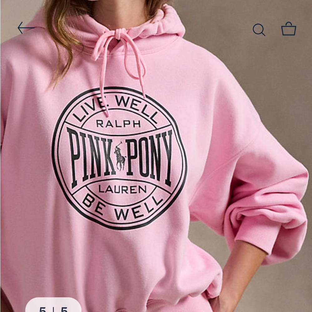 Ralph Lauren Pink Oversized Hoodie with Black Logo